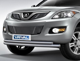 Защита переднего бампера d76+d57 + комплект крепежа, RIVAL, Great Wall Hover H5 2011-2015