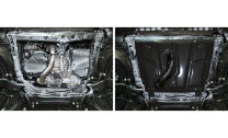 Защита картера и КПП АвтоБроня (с вырезом под глушитель) для Toyota RAV4 XA30 рестайлинг АКПП 2010-2013, штампованная, сталь 1.8 мм, с крепежом, 111.09506.1