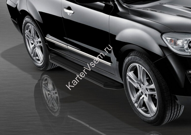 Пороги на автомобиль "Premium-Black" Rival для Hawtai Boliger 2014-2020, 173 см, 2 шт., алюминий, A173ALB.2901.1
