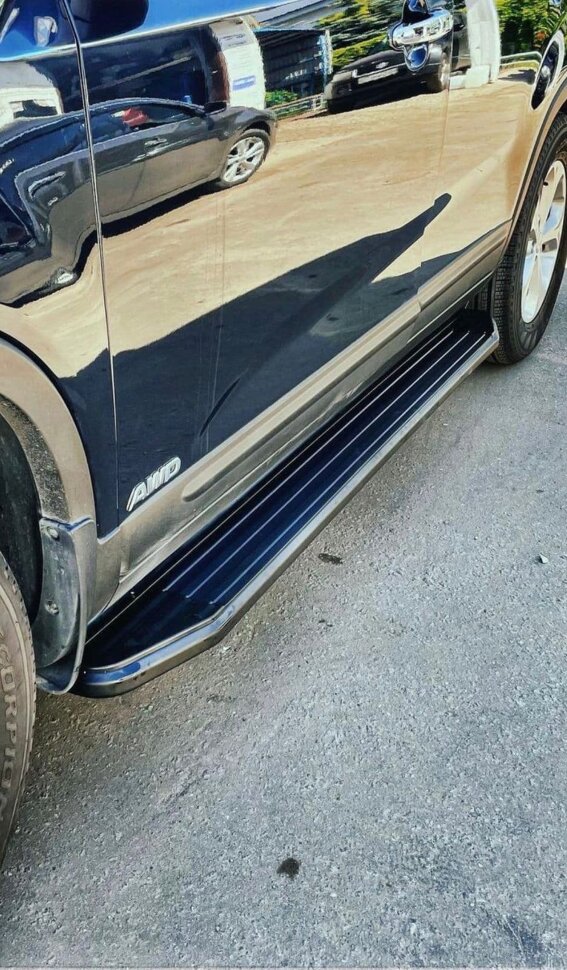 Пороги площадки (подножки) "Premium-Black" Rival для Kia Soul III 2019-н.в., 180 см, 2 шт., алюминий, A180ALB.2805.1 с инструкцией и сертификатом