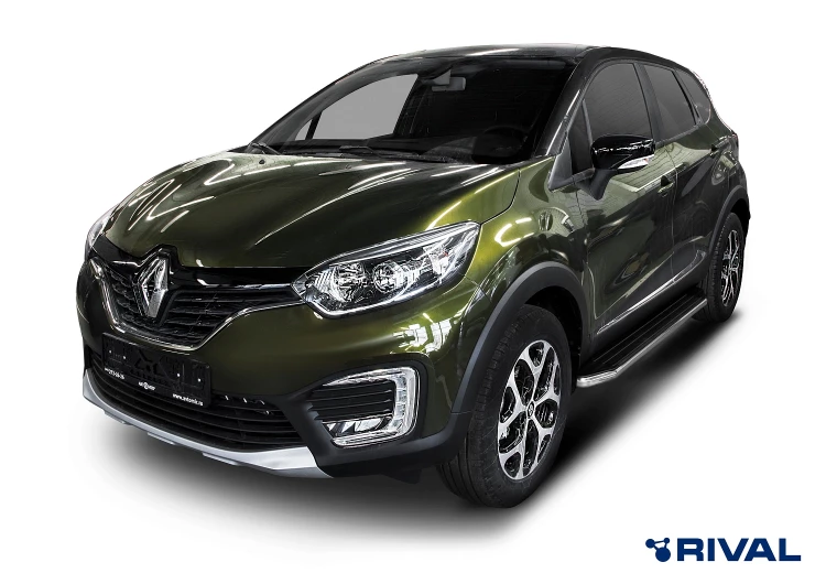 Пороги на автомобиль (подножки) "Premium" Rival для Renault Kaptur 2016-2020, 173 см, 2 шт., алюминий, A173ALP.4703.1