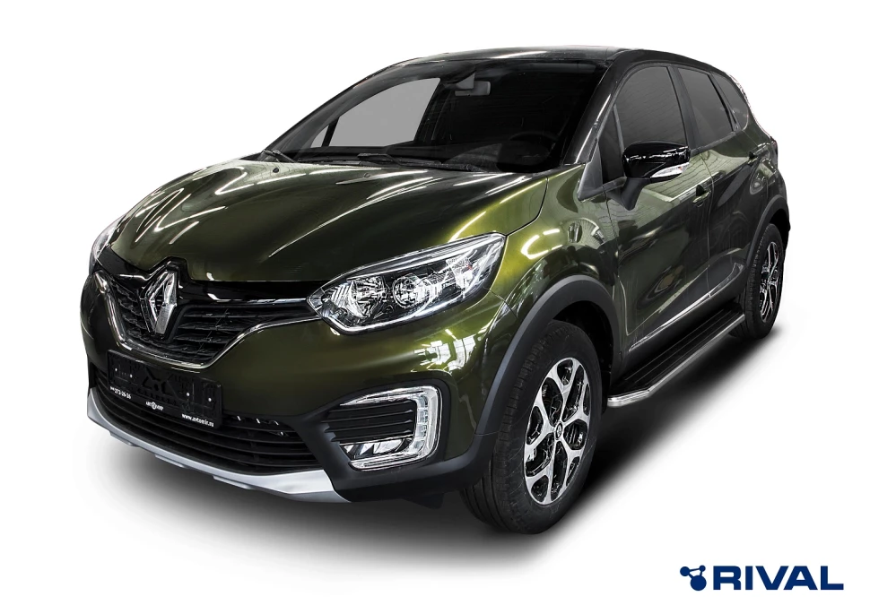 Пороги на автомобиль (подножки) "Premium" Rival для Renault Kaptur 2016-2020, 173 см, 2 шт., алюминий, A173ALP.4703.1