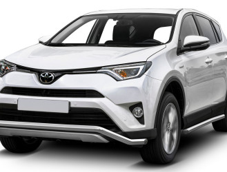 Защита переднего бампера d57 волна Rival для Toyota RAV4 CA40 рестайлинг 2015-2019, нерж. сталь, R.5718.002