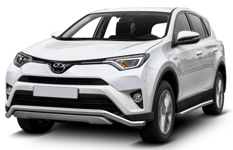 Защита переднего бампера d57 волна Rival для Toyota RAV4 CA40 рестайлинг 2015-2019, нерж. сталь, R.5718.002
