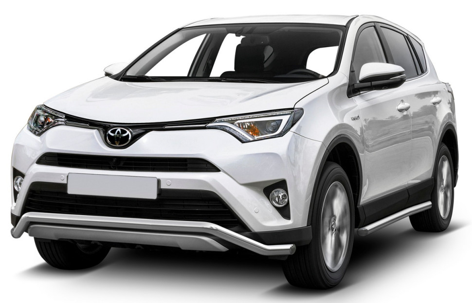 Защита переднего бампера d57 волна Rival для Toyota RAV4 CA40 рестайлинг 2015-2019, нерж. сталь, R.5718.002