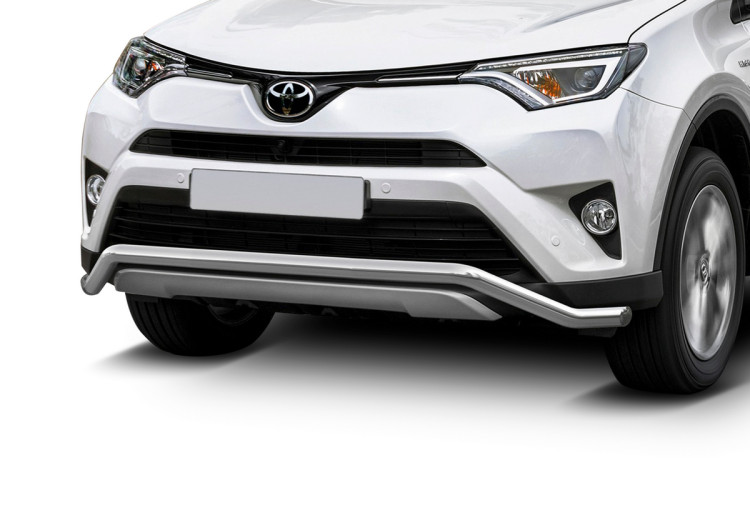 Защита переднего бампера d57 волна Rival для Toyota RAV4 CA40 рестайлинг 2015-2019, нерж. сталь, R.5718.002