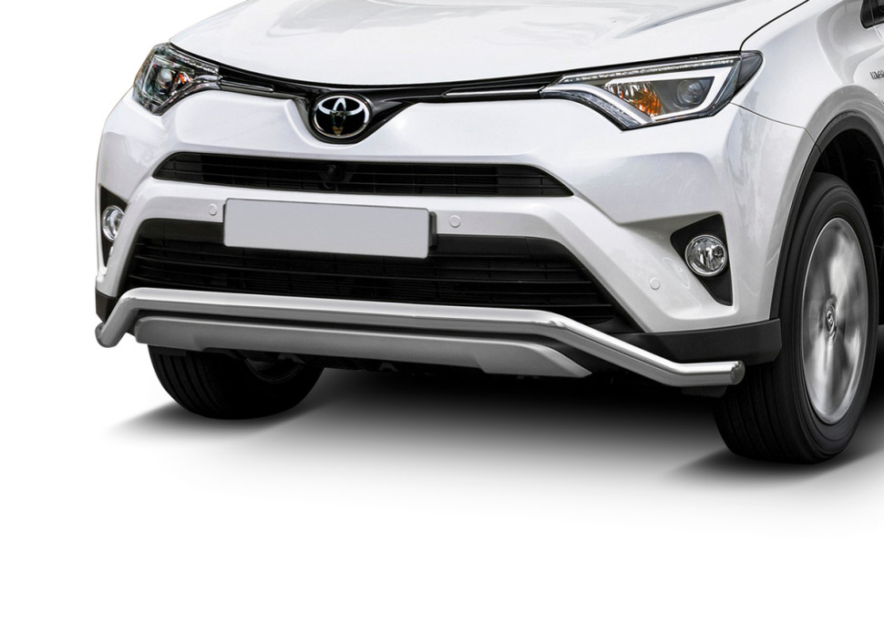 Защита переднего бампера d57 волна Rival для Toyota RAV4 CA40 рестайлинг 2015-2019, нерж. сталь, R.5718.002
