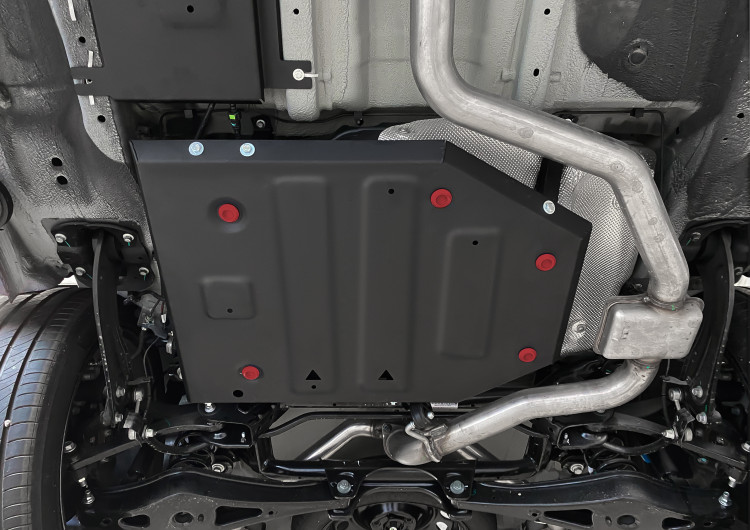 Защита топливного бака АвтоБроня для Soueast DX8S РКПП FWD (V - 1.5) 2022-н.в., штампованная, сталь 1.5 мм, с крепежом, 111.00937.1