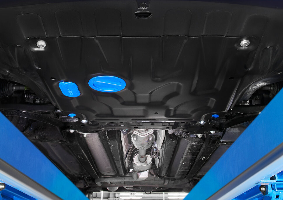 Защита картера и КПП Rival для Hyundai Solaris II 2017-2020 2020-н.в., сталь 1.5 мм, с крепежом, штампованная, 111.2369.1