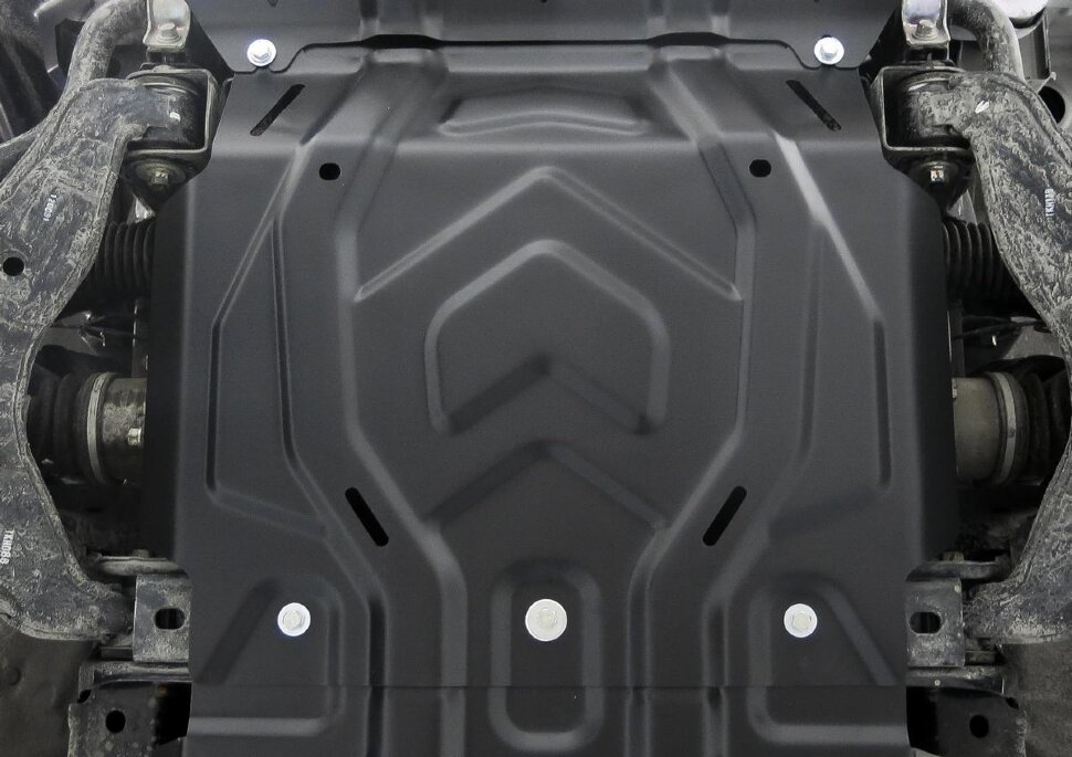 Защита картера Rival для Mitsubishi L200 V 2015-2019 2018-н.в., сталь 1.8 мм, с крепежом (устанавл-ся совместно с 111.4046.2), штампованная, 111.4041.2
