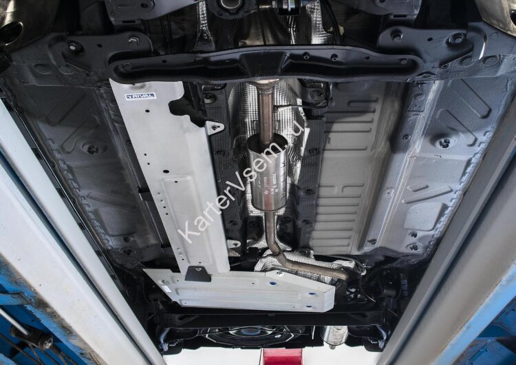 Защита топливного бака Rival для Renault Duster I FWD 2010-2021, штампованная, алюминий 4 мм, с крепежом, 333.4720.1