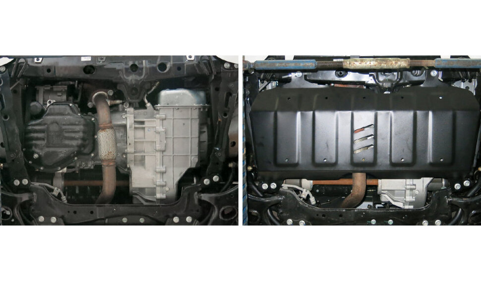Защита картера и КПП АвтоБроня для Geely Emgrand X7 2013-2018, штампованная, сталь 1.8 мм, с крепежом, 111.01913.1