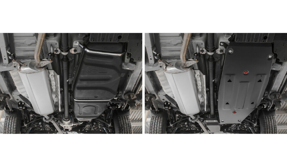 Защита топливного бака АвтоБроня для Toyota RAV4 CA40 2012-2019, штампованная, сталь 1.8 мм, с крепежом, 111.05779.1