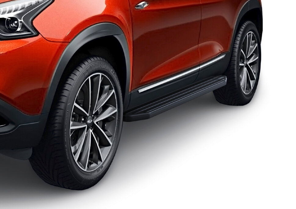 Пороги площадки (подножки) "Premium-Black" Rival для Chery Tiggo 7 2019-2020, 180 см, 2 шт., алюминий, A180ALB.0905.1 с доставкой по всей России