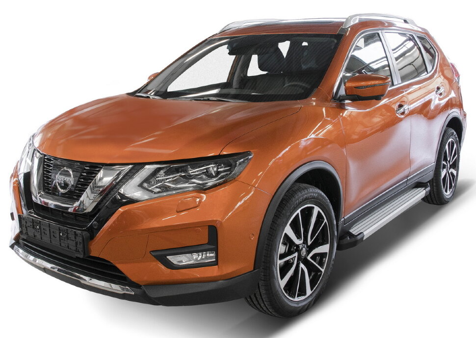 Пороги площадки (подножки) "Silver" Rival для Nissan Qashqai II 2014-2019 2019-н.в., 173 см, 2 шт., алюминий, F173AL.4113.1 купить недорого