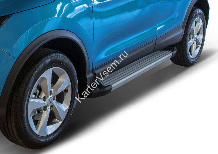 Пороги площадки (подножки) "Silver" Rival для Nissan Qashqai II 2014-2019 2019-н.в., 173 см, 2 шт., алюминий, F173AL.4113.1