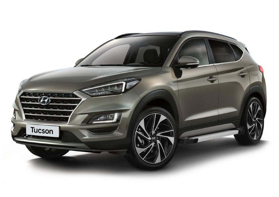 Пороги площадки (подножки) "Silver" AutoMax для Hyundai Tucson III 2015-2021, 173 см, 2 шт., алюминий, AMS.F173S.2301.1 с доставкой по всей России