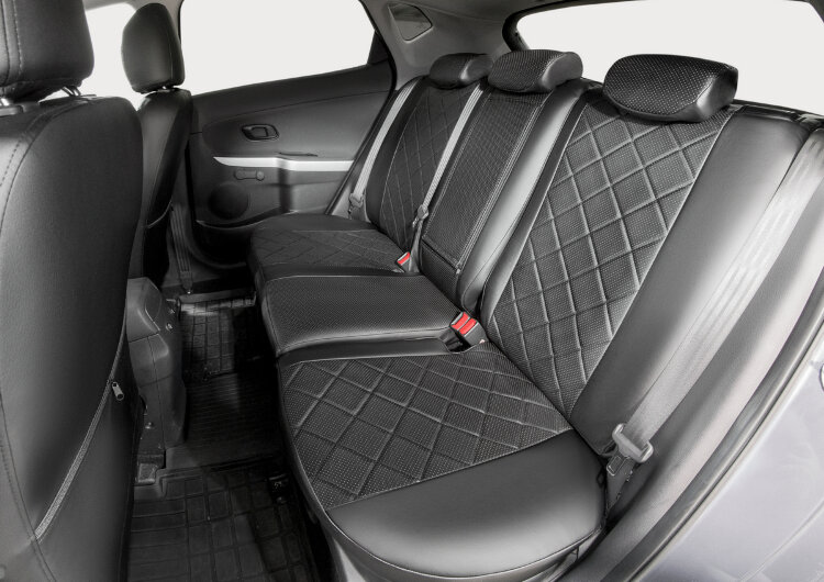 Авточехлы Rival Ромб (зад. спинка 40/60) для сидений Kia Ceed II хэтчбек, универсал 2012-2018, эко-кожа, черные, SC.2803.2