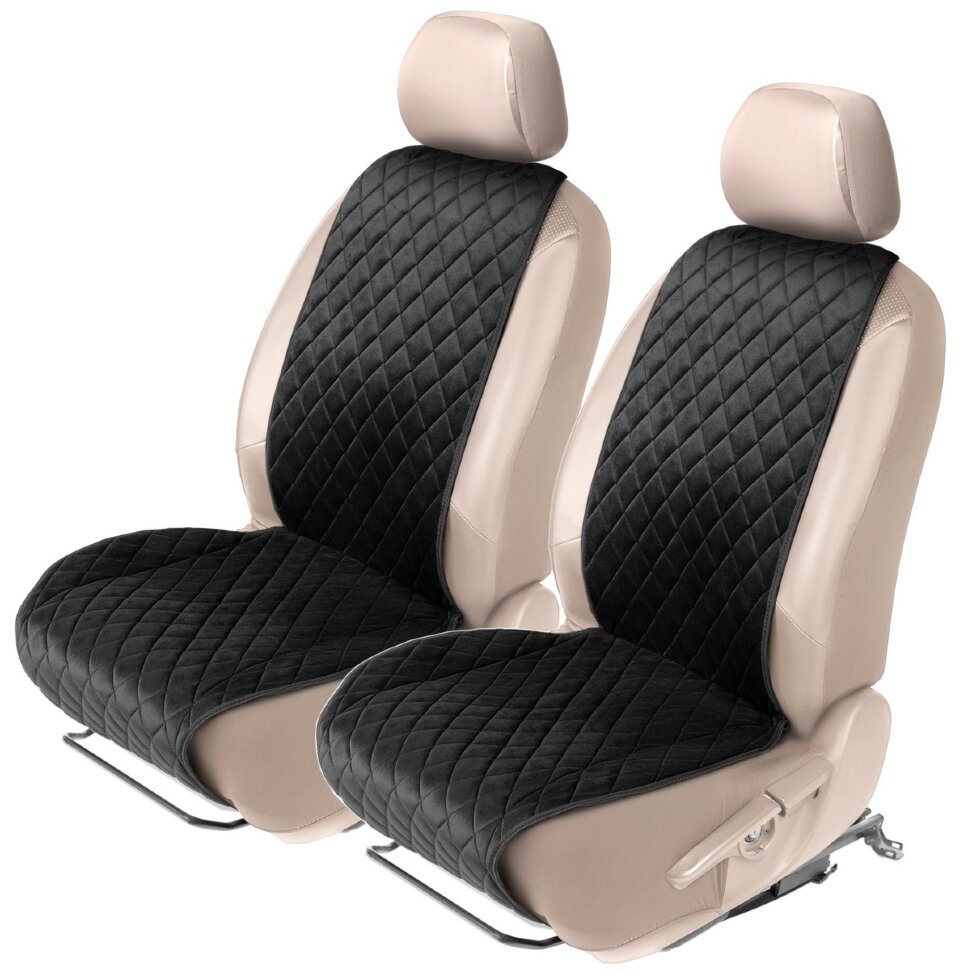 Накидка на сиденье автомобиля из алькантары AutoFlex, универсальная, комплект 2 шт, ромб, цвет черный