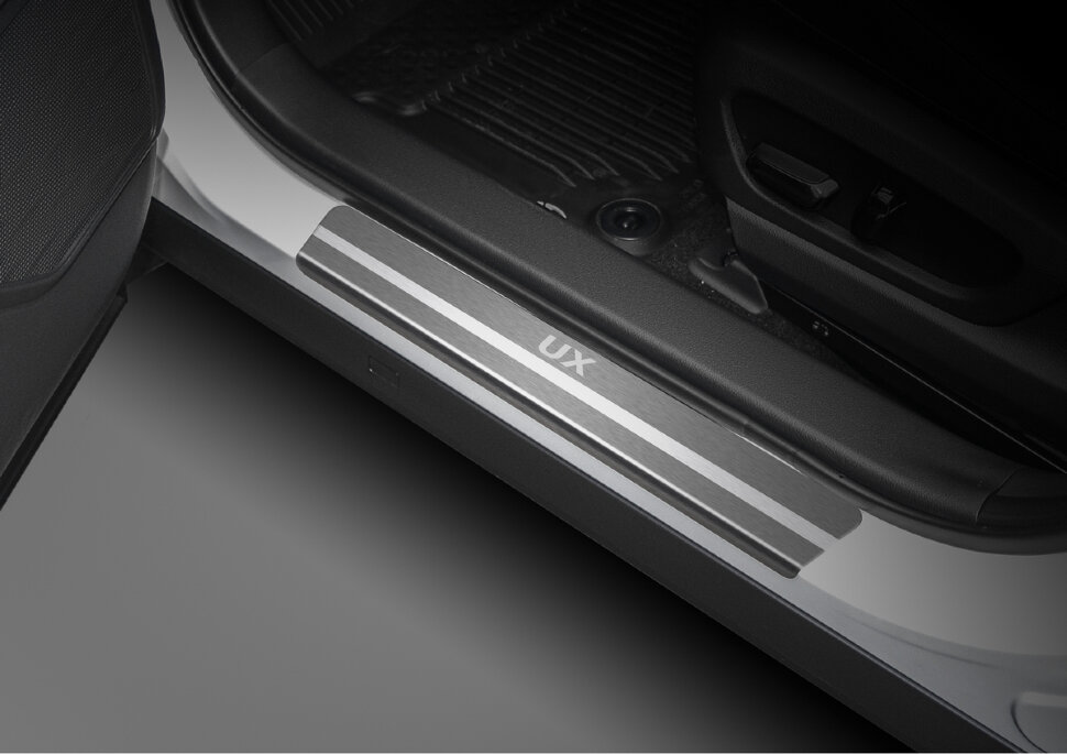 Накладки на пороги Rival для Lexus UX 2018-н.в., нерж. сталь, с надписью, 4 шт., NP.3201.3 с доставкой по всей России