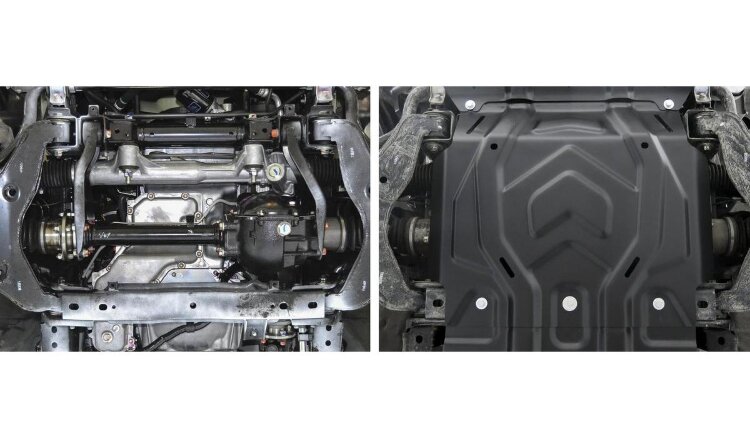Защита картера Rival для Mitsubishi Pajero Sport III 2016-2021 2021-н.в., сталь 1.8 мм, с крепежом (устанавл-ся совместно с 111.4046.2), штампованная, 111.4041.2