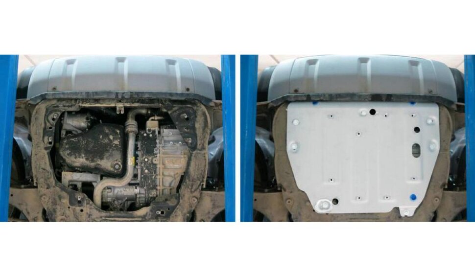 Защита картера и КПП Rival для Land Rover Discovery Sport 2014-2019, штампованная, алюминий 4 мм, с крепежом, 333.3103.1