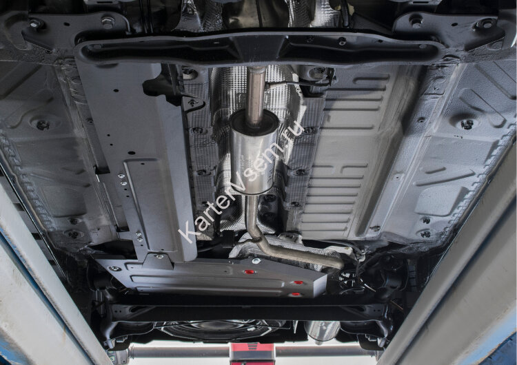 Защита топливного бака АвтоБроня для Renault Arkana FWD 2019-н.в., штампованная, сталь 1.8 мм, с крепежом, 111.04720.1