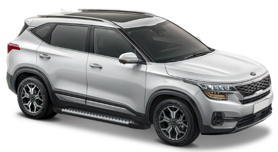 Пороги площадки (подножки) "Bmw-Style круг" Rival для Kia Soul III 2019-н.в., 180 см, 2 шт., алюминий, D180AL.2805.1 купить недорого