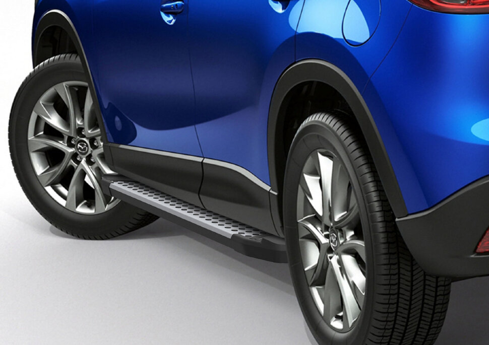 Пороги площадки (подножки) "Bmw-Style круг" Rival для Mazda CX-5 I 2011-2017, 173 см, 2 шт., алюминий, D173AL.3801.3 с доставкой по всей России