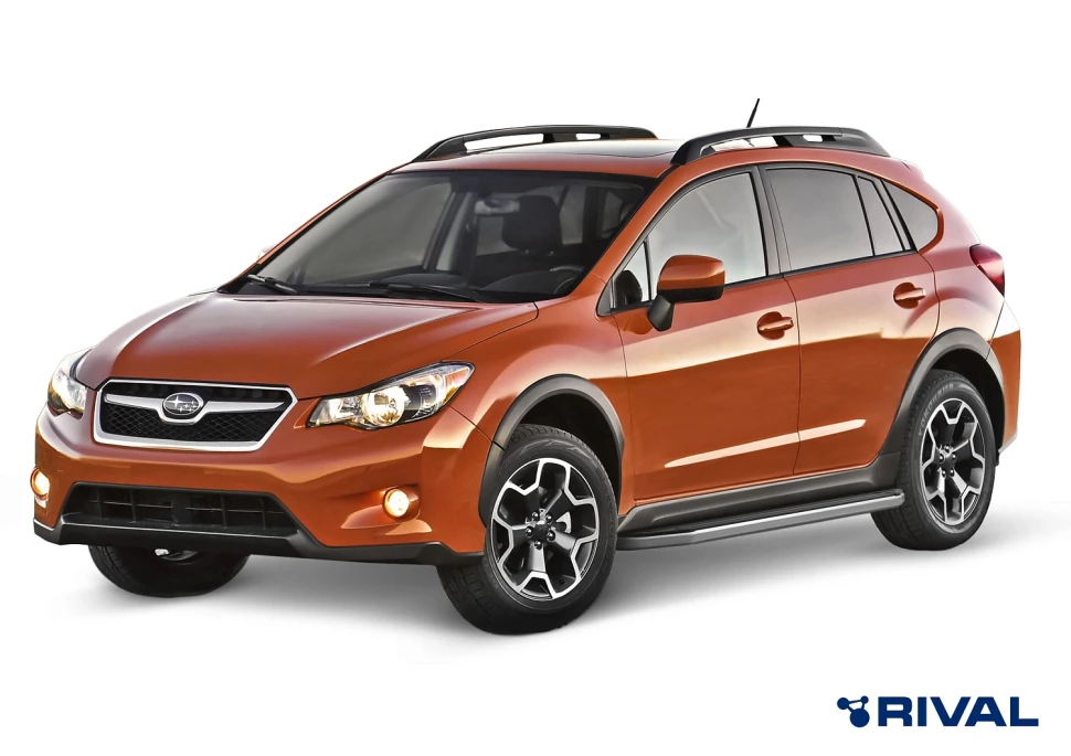 Пороги на автомобиль (подножки) "Premium" Rival для Subaru XV I 2011-2016, 173 см, 2 шт., алюминий, A173ALP.5402.1