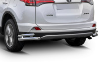Защита заднего бампера d57+d42 уголки Rival для Toyota RAV4 CA40 рестайлинг 2015-2019, нерж. сталь, 2 части, R.5718.005