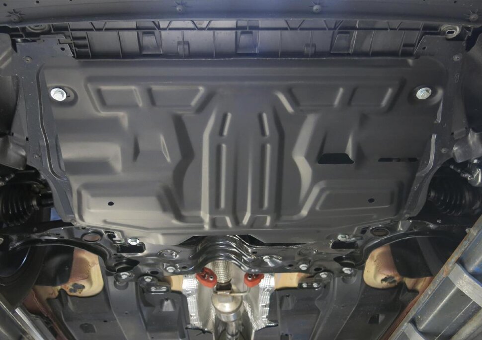 Защита картера и КПП AutoMax для Skoda Fabia II 2007-2014, сталь 1.5 мм, с крепежом, штампованная, AM.5842.1