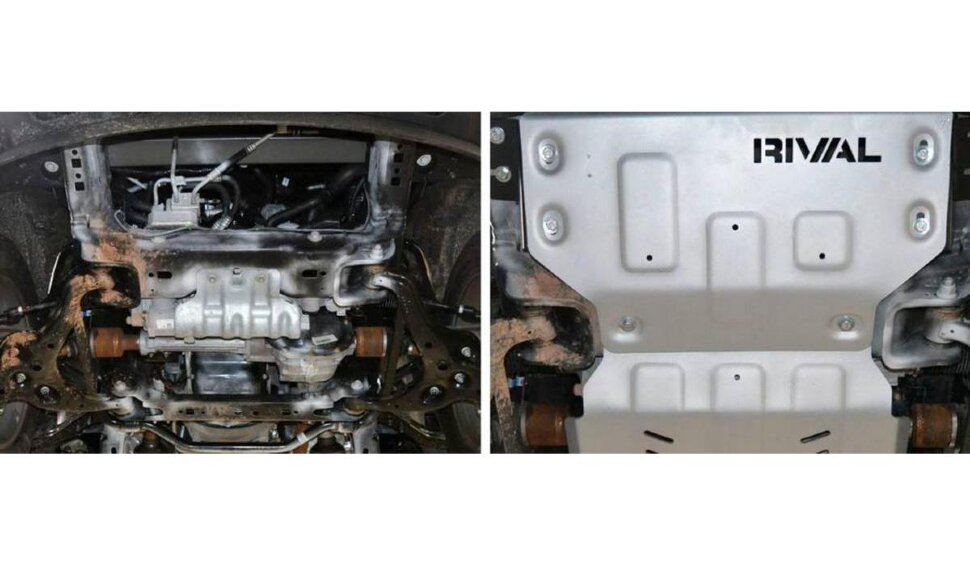 Защита картера Rival для Ford F-150 XIII 2014-2018 2017-н.в., штампованная, алюминий 6 мм, с крепежом, 2333.1855.1.6