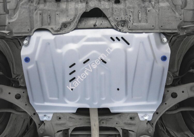 Защита картера и КПП Rival (увеличенная) для Toyota Highlander U40/U50 2010-2020, штампованная, алюминий 3 мм, с крепежом, 333.5781.1