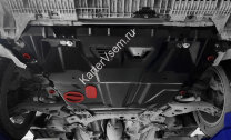 Защита картера и КПП АвтоБроня (увеличенная) для Toyota Corolla E160, E170 рестайлинг 2016-2019, штампованная, сталь 1.8 мм, с крепежом, 111.05773.1