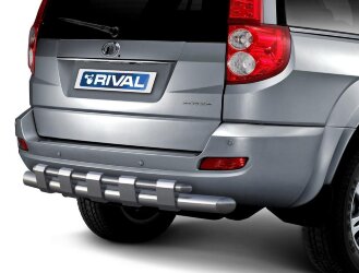 Защита заднего бампера d76+d42 усиленная + комплект крепежа, RIVAL, Great Wall Hover H5 2011-2015