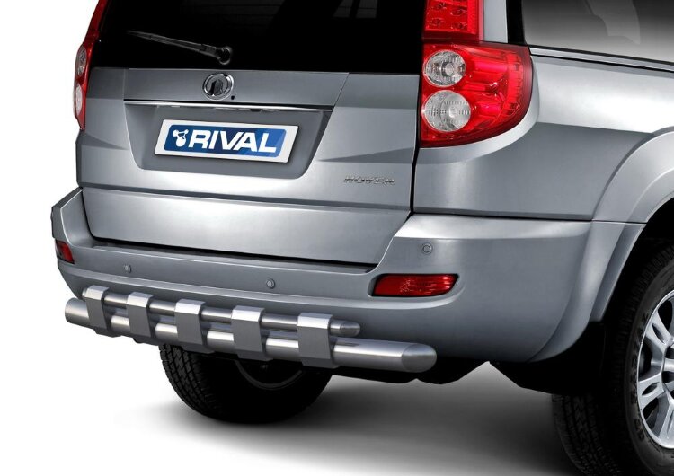 Защита заднего бампера d76+d42 усиленная + комплект крепежа, RIVAL, Great Wall Hover H5 2011-2015