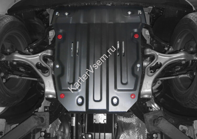 Защита картера АвтоБроня для Volkswagen Touareg II 2010-2014, штампованная, сталь 1.8 мм, с крепежом, 111.05824.2