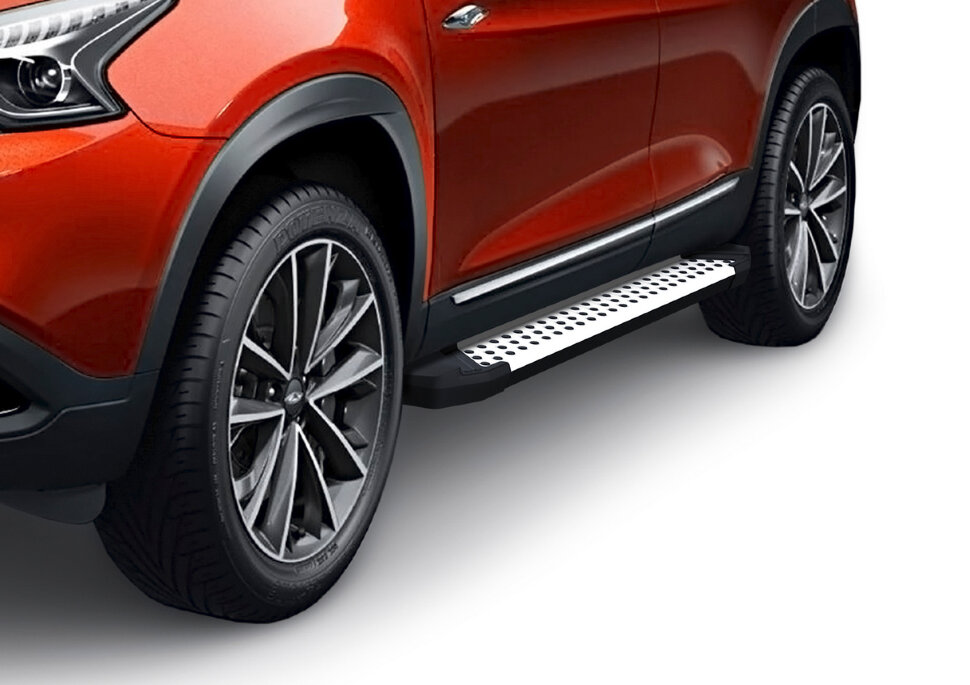 Пороги площадки (подножки) "Bmw-Style круг" Rival для Chery Tiggo 7 2019-2020, 180 см, 2 шт., алюминий, D180AL.0905.1 с доставкой по всей России