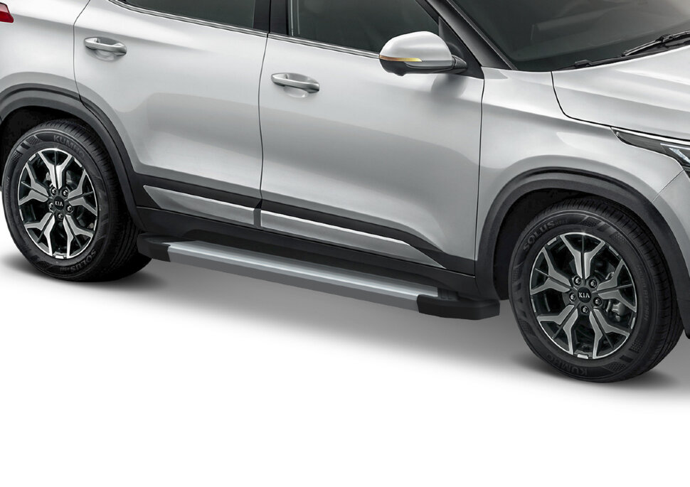 Пороги площадки (подножки) "Silver" Rival для Kia Soul III 2019-н.в., 180 см, 2 шт., алюминий, F180AL.2805.1 с доставкой по всей России