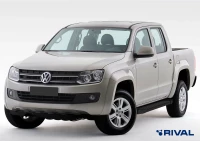 Пороги на автомобиль (подножки) "Black" Rival для Volkswagen Amarok 2010-2016, 193 см, 2 шт., алюминий, F193ALB.5803.1