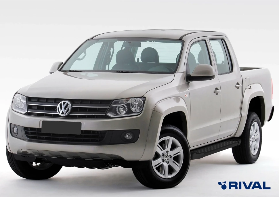 Пороги на автомобиль (подножки) "Black" Rival для Volkswagen Amarok 2010-2016, 193 см, 2 шт., алюминий, F193ALB.5803.1