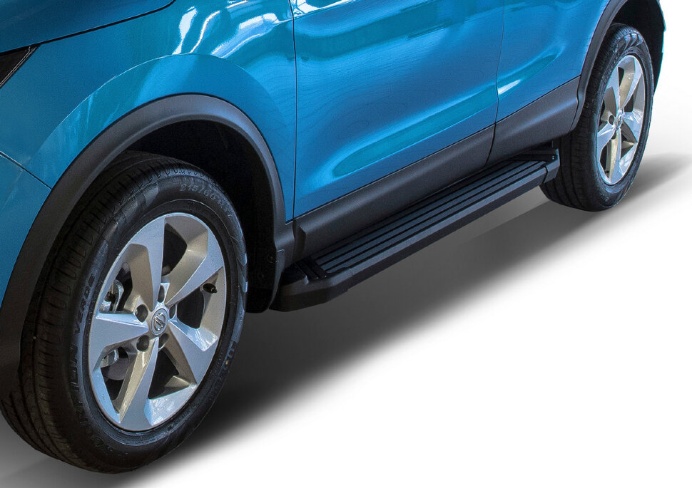 Пороги площадки (подножки) "Black" Rival для Nissan Qashqai II 2014-2019 2019-н.в., 173 см, 2 шт., алюминий, F173ALB.4113.1 с доставкой по всей России