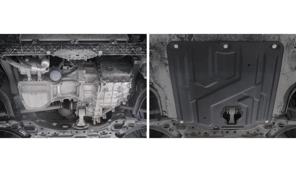Защита картера и КПП Rival для Kia Cerato IV (V - 1.6; 2.0) 2018-2021, сталь 1.5 мм, с крепежом, штампованная, 111.2382.1