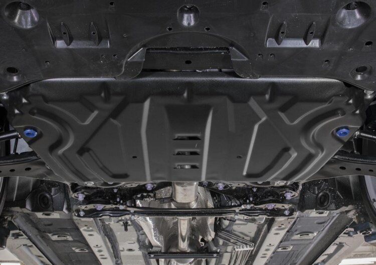 Защита картера и КПП Rival (увеличенная) для Toyota Camry XV70 2018-2021 2021-н.в., сталь 1.5 мм, с крепежом, штампованная, 111.9518.2