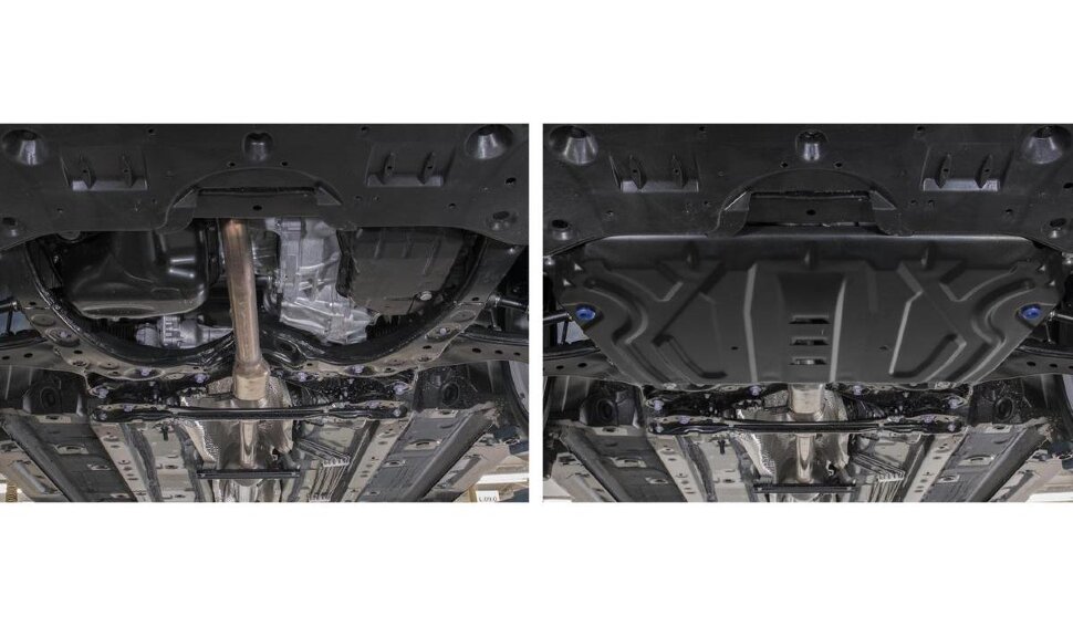 Защита картера и КПП Rival (увеличенная) для Toyota Camry XV70 2018-2021 2021-н.в., сталь 1.5 мм, с крепежом, штампованная, 111.9518.2