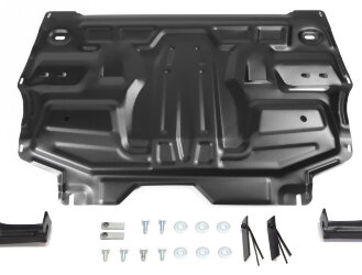 Защита картера и КПП AutoMax для Skoda Fabia II 2007-2014, сталь 1.5 мм, с крепежом, штампованная, AM.5877.1