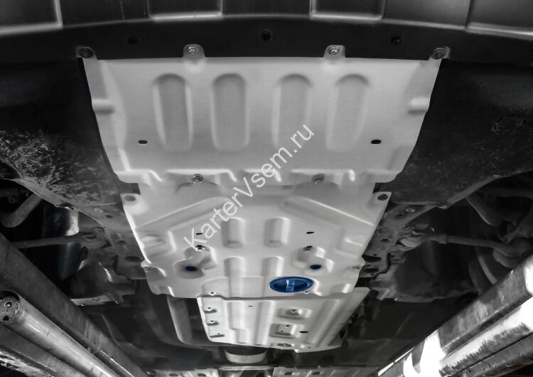 Защита картера, КПП и РК Rival для BMW X4 G02 (xDrive 20d) 2018-2021, штампованная, алюминий 4 мм, с крепежом, 3 части, K333.0531.1