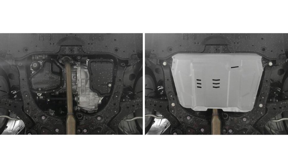 Защита картера и КПП Rival для Toyota Highlander U40/U50 2010-2020, штампованная, алюминий 3 мм, с крепежом, 333.9519.1