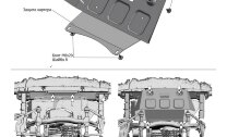 Защита картера Rival для Lada Niva Travel 2021-н.в., сталь 3 мм, с крепежом, штампованная, 222.1021.1
